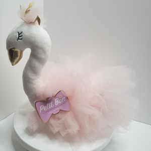 FAO SCHWARZ 11” Plush Petit Bon White Swan Pink Tutu NWT